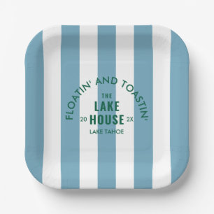 Floaten und Trinken - Das Lake House Blue Stripe Pappteller