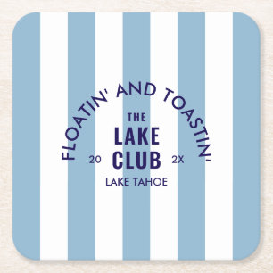 Floatin' And Toastin' Der Lake Club Blue Stripe Rechteckiger Pappuntersetzer