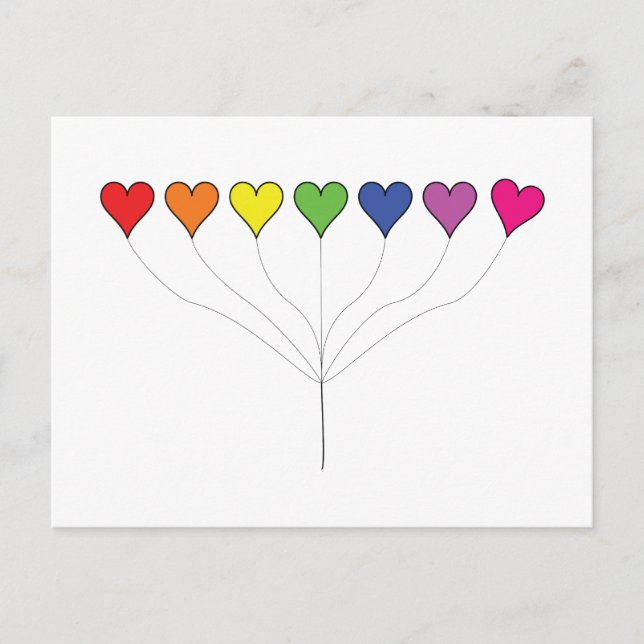 Floating Balloon Hearts Postcard Postkarte (Vorderseite)