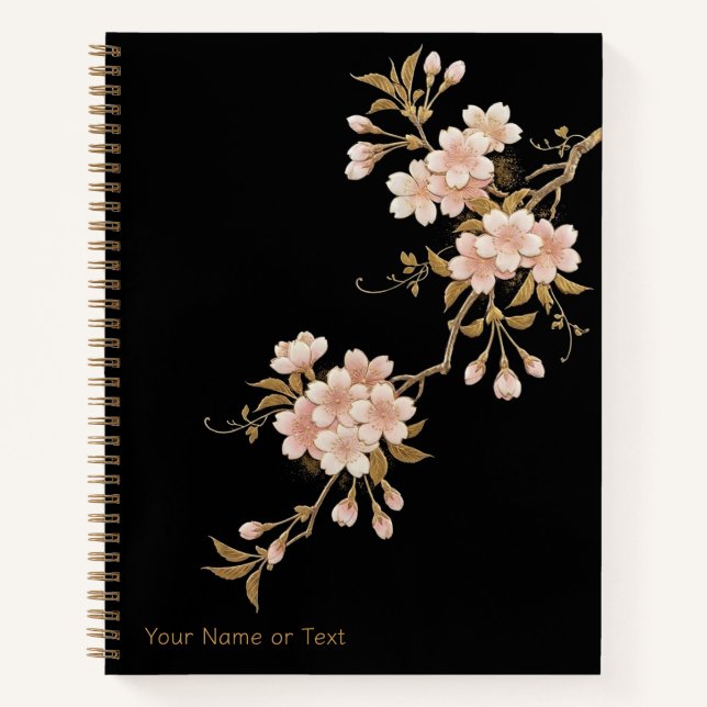 Floating Blossoms: The Maki-e Style Sakura & Gold Notizbuch (Vorderseite)
