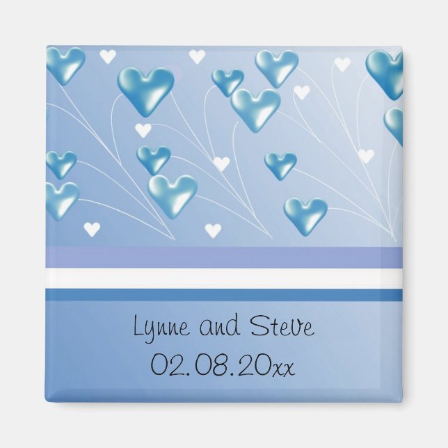 Floating Blue Hearts Save the Date Magnet (Vorne)