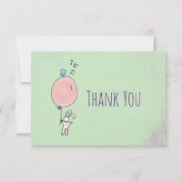 Floating Bunny Holding a Balloon Danke