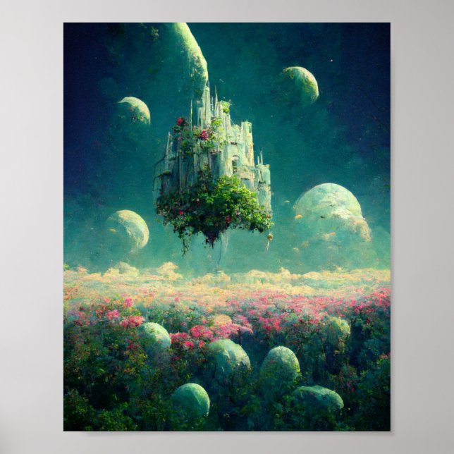 Floating Castle Fantasy Art Poster (Vorne)