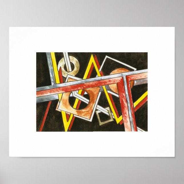 Floating Formen Handgemalt Moderne geometrische Ku Poster (Vorne)