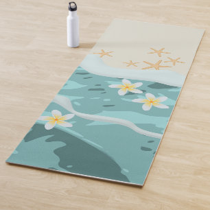 Floating Frangipanis auf Beach Wave Meet Starfish Yogamatte