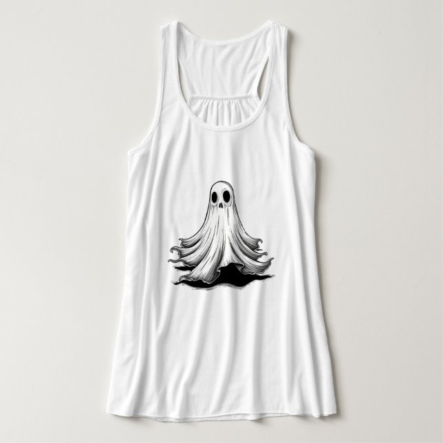 Floating Ghost Halloween T-Shirt – Spooky Cute  Tank Top (Design Vorderseite)