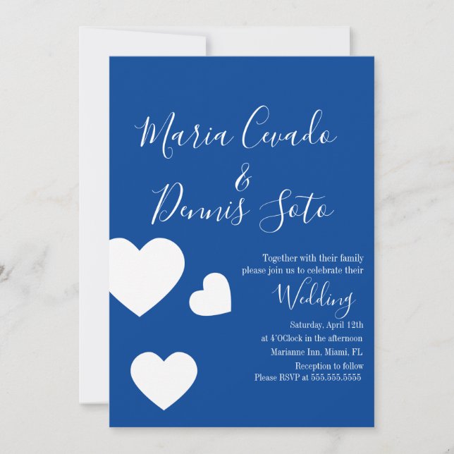 Floating Heart Lettering Script Wedding Bold Farbe Einladung (Vorderseite)