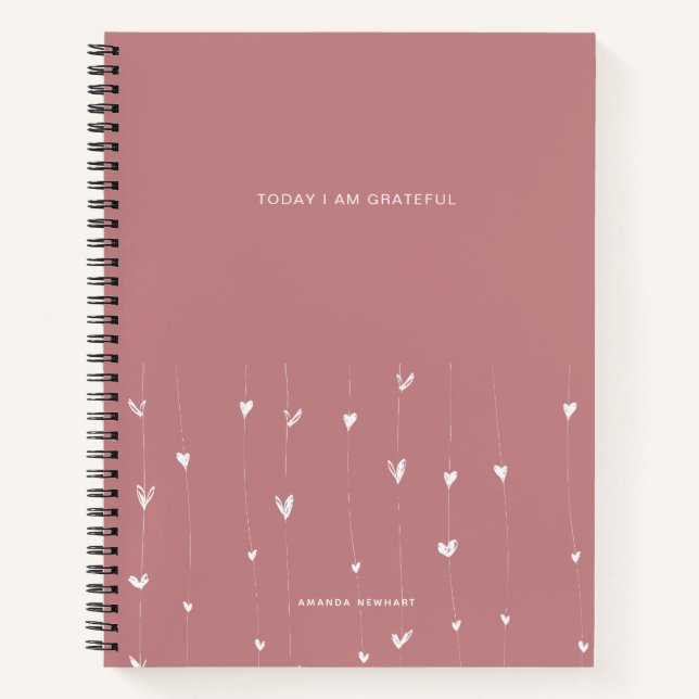 Floating Hearts Grateful Quote Notebook Notizbuch (Vorderseite)