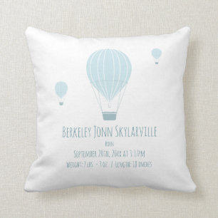 Floating Hot Air Balloons Blue White Baby Birth Kissen