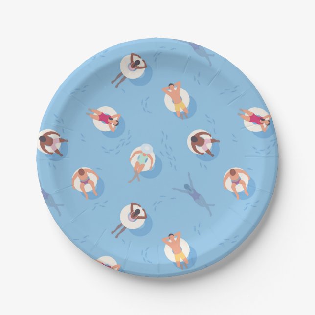 Floating in der Lazy River Pattern Pappteller (Vorderseite)