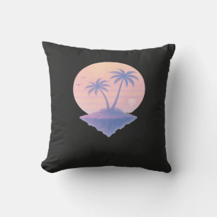 Floating Island Dreamscape - Vaporwave Sunset Kissen