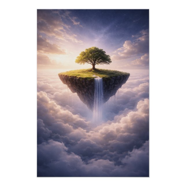 Floating Island of Life – Dreamy Fantasy Nature  Poster (Vorderseite)