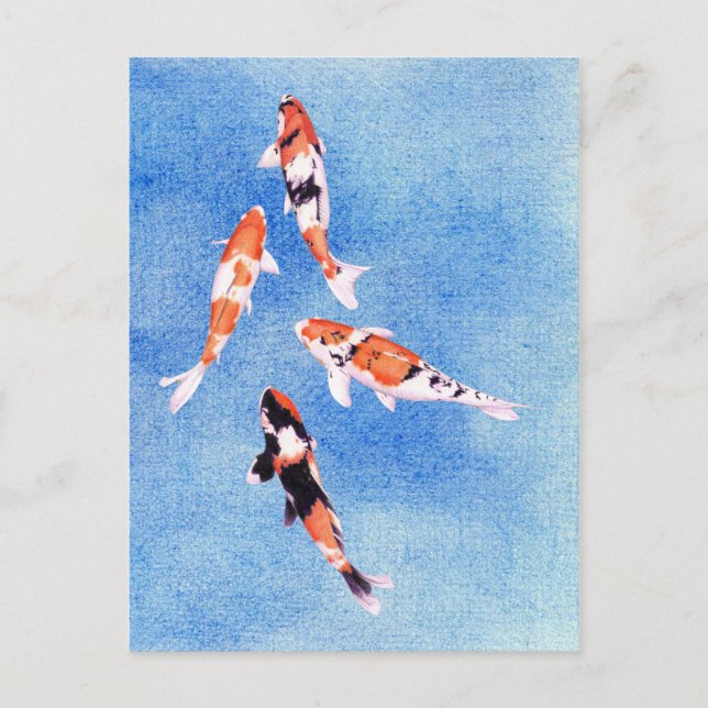 Floating Koi Blue Postcard Postkarte (Vorderseite)