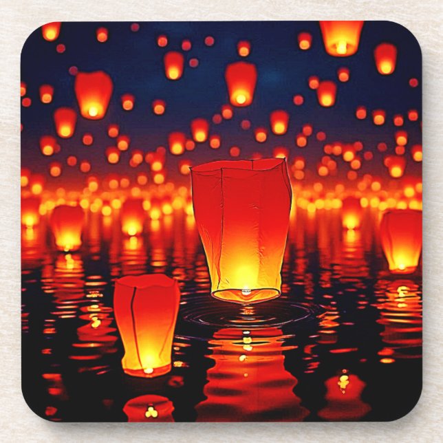 Floating Lanterns of Hope Design Getränkeuntersetzer (Vorderseite)