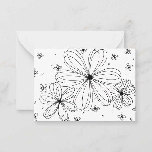 Floating Petals - Farbbare florale Note Card Mitteilungskarte (Vorderseite)
