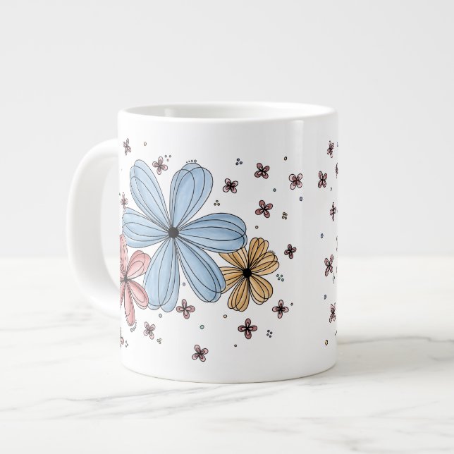 Floating Petals – Full Color Mug Jumbo-Tasse (Vorderseite Links)