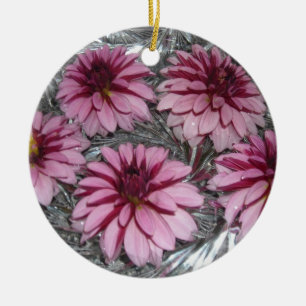 Floating Pink Dahlias Keramik Ornament