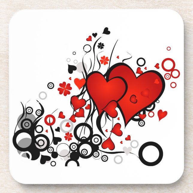 Floating Red Hearts Untersetzer (Vorderseite)