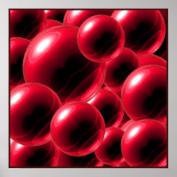 Floating Red Spheres Acrylic Wall Art