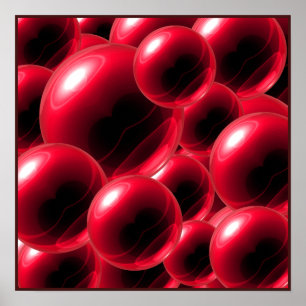 Floating Red Spheres Acrylic Wall Art Poster