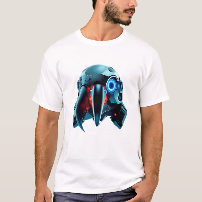 Floating Robotic Parrot Face Art T-Shirt (Vorderseite)
