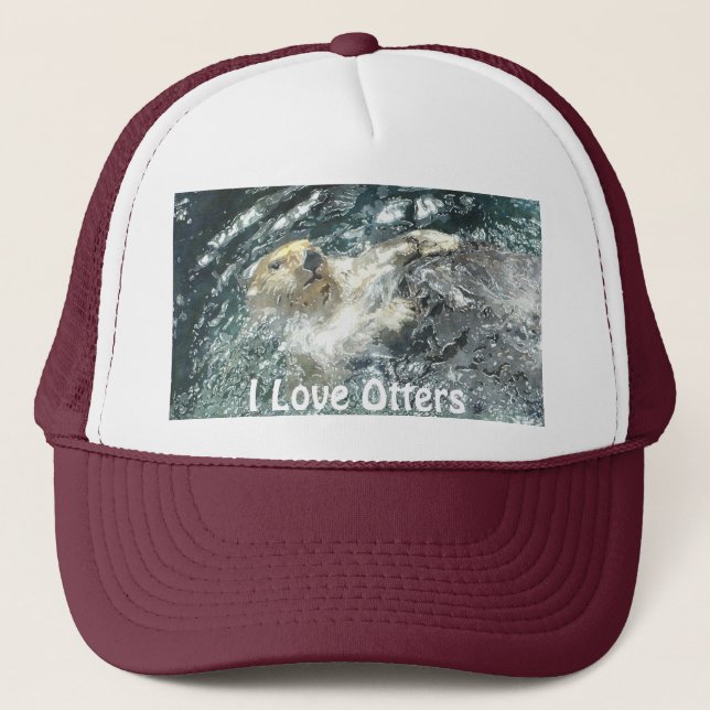 Floating Sea Otter "I Liebe Otters!" Kappe (Vorderseite)