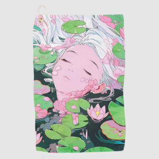 Floating Serenity Water Nymph Anime Girl Golfhandtuch