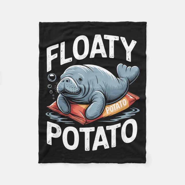 Floaty Tatoes Manatee Funny Sea Cow Ocean Animal L Fleecedecke (Vorderseite)