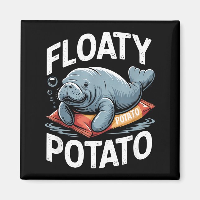 Floaty Tatoes Manatee Funny Sea Cow Ocean Animal L Magnet (Vorne)