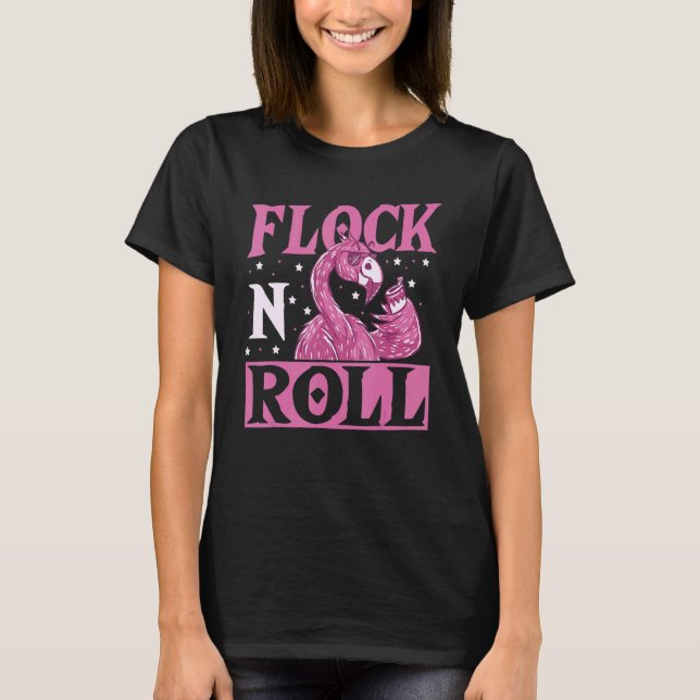 Flock n Roll Flamingo Rock and Roll T-Shirt (Vorderseite)