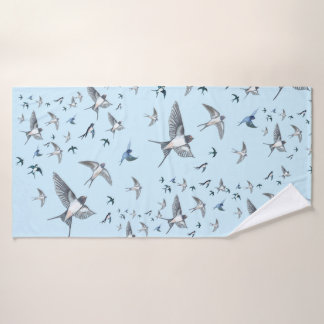 Flock of Fly Swallow Birds Illustration Badehandtuch