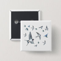 Flock of Fly Swallow Birds Illustration