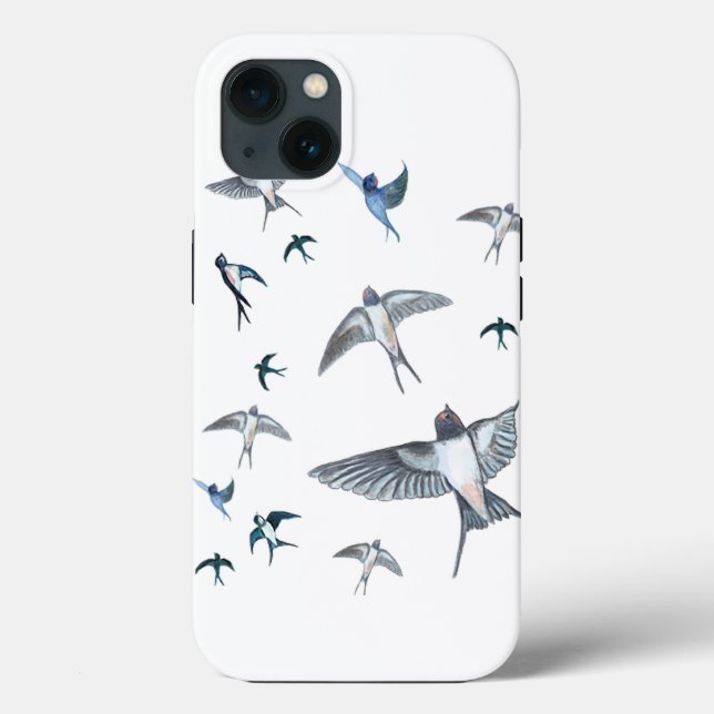 Flock of Fly Swallow Birds Illustration Case-Mate iPhone Hülle (Rückseite)