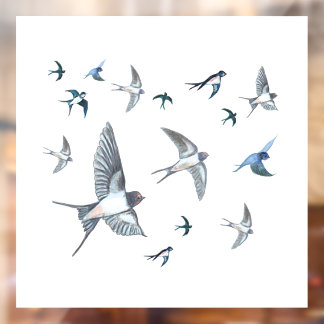 Flock of Fly Swallow Birds Illustration Fensteraufkleber