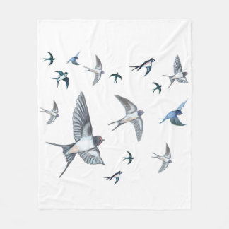 Flock of Fly Swallow Birds Illustration Fleecedecke