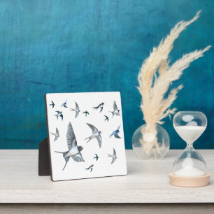 Flock of Fly Swallow Birds Illustration Fotoplatte