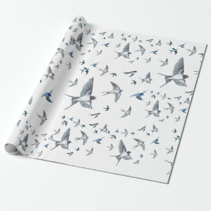 Flock of Fly Swallow Birds Illustration Geschenkpapier