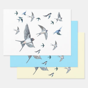 Flock of Fly Swallow Birds Illustration Geschenkpapier Set