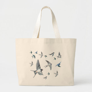 Flock of Fly Swallow Birds Illustration Jumbo Stoffbeutel