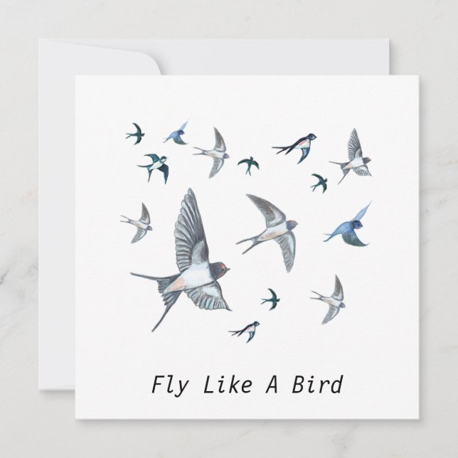 Flock of Fly Swallow Birds Illustration Karte (Vorderseite)