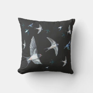 Flock of Fly Swallow Birds Illustration Kissen