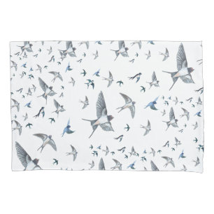 Flock of Fly Swallow Birds Illustration Kissenbezug