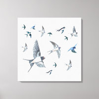 Flock of Fly Swallow Birds Illustration