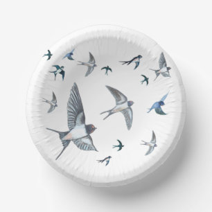 Flock of Fly Swallow Birds Illustration Pappteller