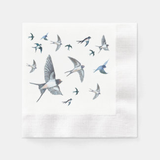 Flock of Fly Swallow Birds Illustration Serviette