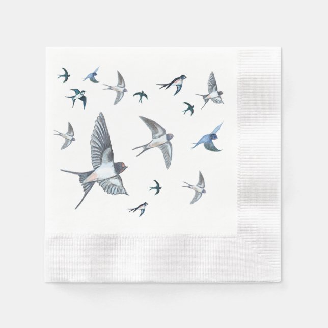 Flock of Fly Swallow Birds Illustration Serviette (Vorderseite)