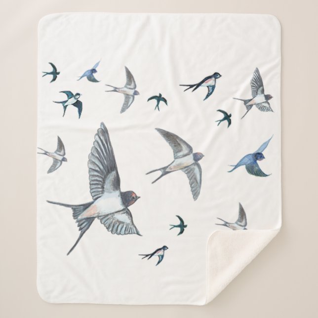 Flock of Fly Swallow Birds Illustration Sherpadecke (Vorderseite)