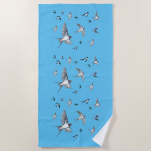 Flock of Fly Swallow Birds Illustration Strandtuch