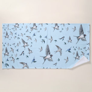 Flock of Fly Swallow Birds Illustration Strandtuch