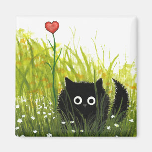 Flockige Liebe Bihrle der schwarzen Katzen-eine Magnet